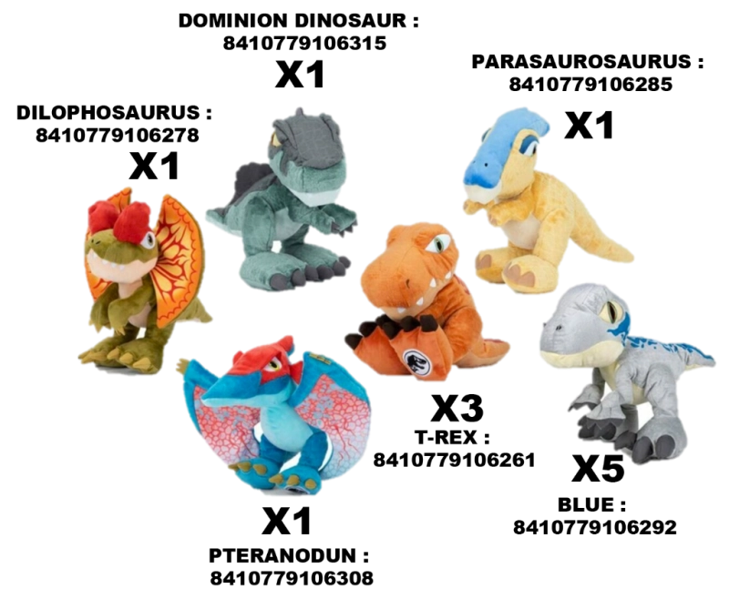 $JURASSIC ASST PELUCHE 25CM