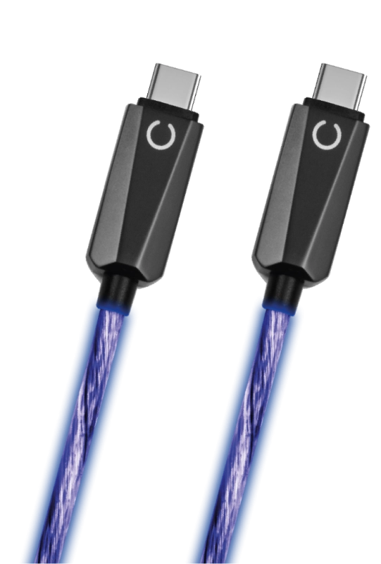 Câble LED bleu USB A vers USB C, 1,2m